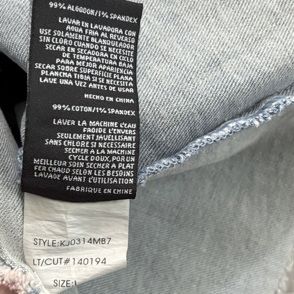Kut From The Kloth Kara Frayed Hem Tie Dye Denim Trucker Jacket Women's Large - Picture 5 of 5